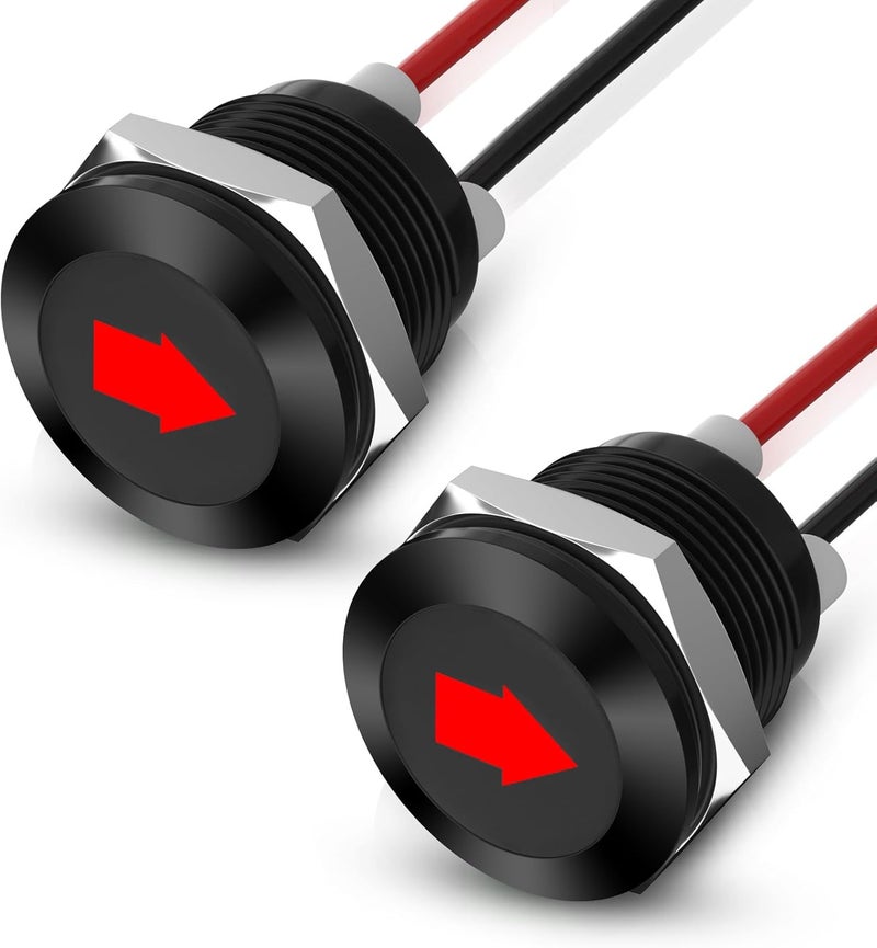 Linkstyle 2PCS 12V LED Indicator Light, 1/2" Panel Cutout Signal Indicator, Signal Lamp Light with 300MM Wires Waterproof, Red - Image 1